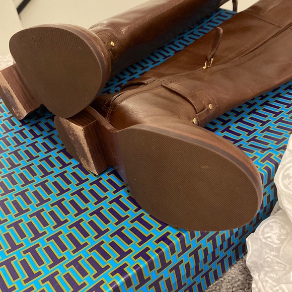 Tory Burch - Brown Leather Riding Boots W/ Buckle On Ankle - Picture 16 of 17